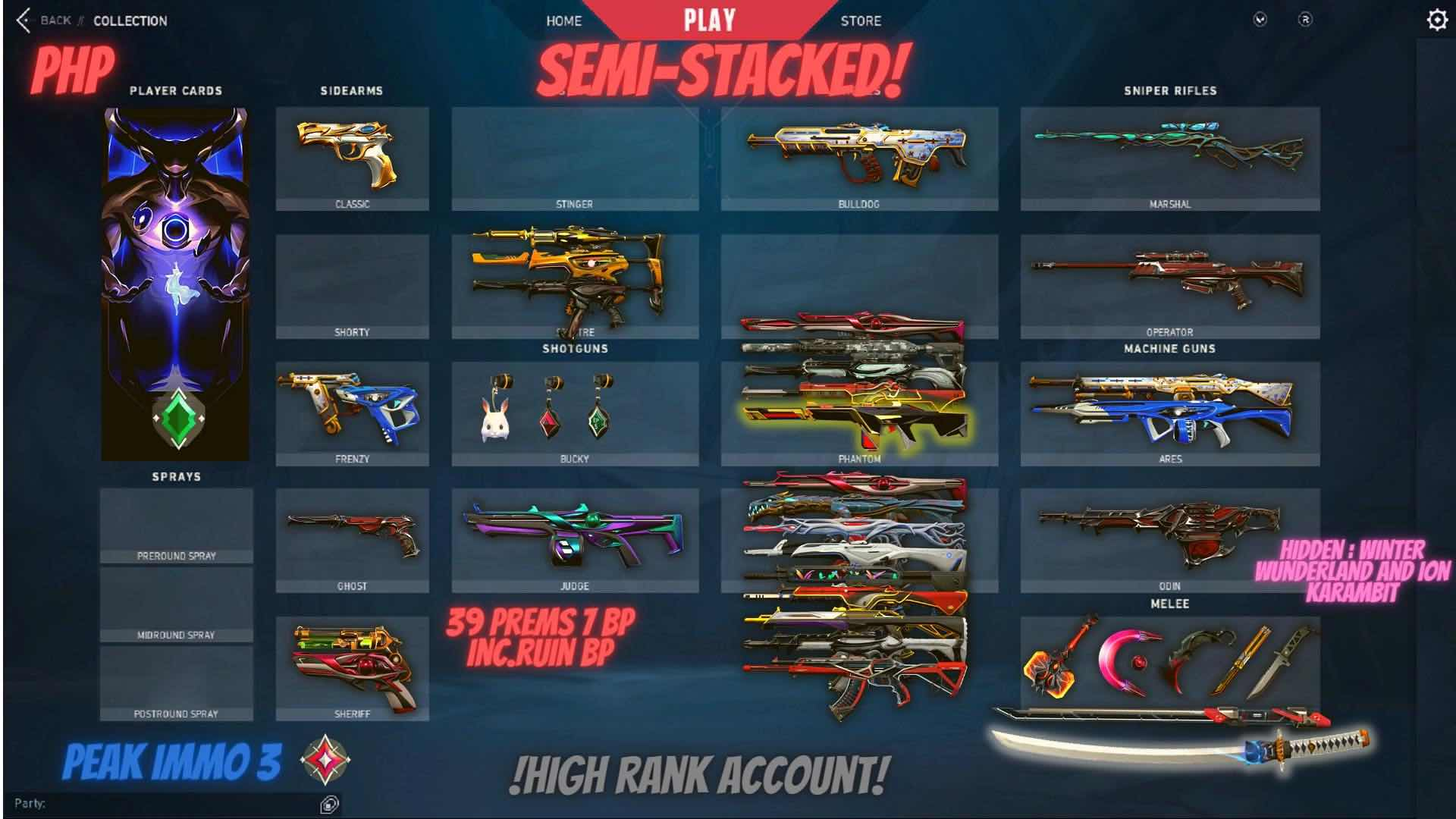 Semi stacked valorant account 